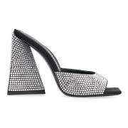 The Attico Rhinestone Square Toe Polyester Mules Black, Dam