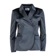 DES Phemmes Svart dubbelknäppt blazer i Duchess satin Black, Dam