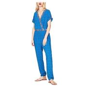 Pepe Jeans Blå Mönstrad Jumpsuit med Korta ärmar Blue, Dam