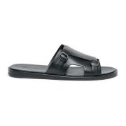 Santoni Lädersandal för män Black, Herr