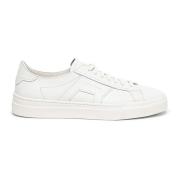 Santoni Herr läder dubbel spänne sneaker White, Herr