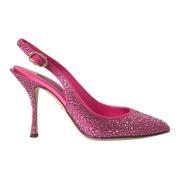 Dolce & Gabbana Kristall Rosa Slingback Pumps Skor Pink, Dam