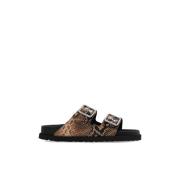 Birkenstock Slides Arizona Lined Brown, Dam