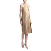 Peserico Satin midi-klänning med band Brown, Dam