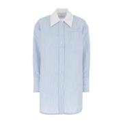 CO Broderad Oversize Poplin Skjorta Blue, Dam