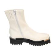 Jeffrey Campbell Vita läder ankelboots med mellanhögt skaft White, Dam