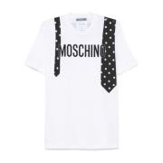 Moschino T-shirt med Grafiskt Tryck och Rund Hals White, Herr