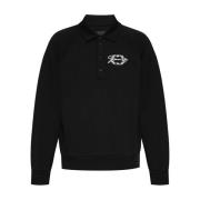 Givenchy Svart Polo-Stil Sweatshirt med Medalj Black, Herr