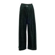 Phisique du Role Mörkgrön Velour Corduroy Palazzo Byxor Green, Dam