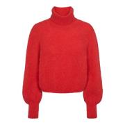 American Dreams Alpaca Rollneck Sweater Lipstick Red Red, Dam