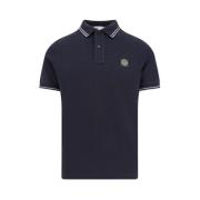 Stone Island Stretch bomullspolo skjorta med knappar Blue, Herr