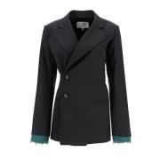 MM6 Maison Margiela Lager Twill Blazer med Fyra Ärmar Black, Dam