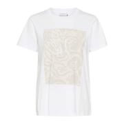 Kaffe Grafisk Tee Top Krita White, Dam