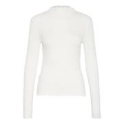 Kaffe Stilren Jerseyblus med Detaljer White, Dam