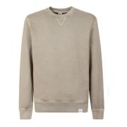 Aspesi Sandtvättad bomulls sweatshirt Ribbad halsringning Brown, Herr