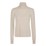 Max Mara Studio Kashmir Turtlenecktröja i Alabaster Beige, Dam