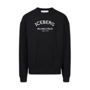 Iceberg Sweatshirt med rund hals och logotyp Black, Herr