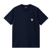 Carhartt Wip Ficka Logga T-shirt Kortärmad Bomull Blue, Herr