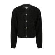 Neo Noir Fluffy Svart Kofta Limo Stil Black, Dam