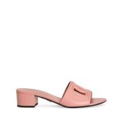 Dolce & Gabbana Laxrosa Läder Blockklack Skor Pink, Dam