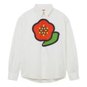 Kenzo Vit Blommönstrad Casual Skjorta White, Herr