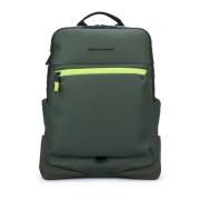 Piquadro Tyg Laptop Ryggsäck med 2 Fack Green, Unisex