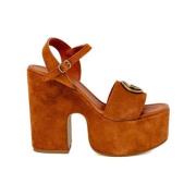 Guess Suede High Heel Pumps Kollektion Brown, Dam