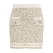 Blugirl Beige Glitter Mini Kjol Frans Detalj Beige, Dam