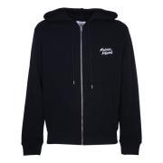 Maison Kitsuné Handskrift Komfort Dragkedja Hoodie Black, Herr