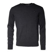 Dolce & Gabbana Mörkgrå Ull Crew Neck Sweater Gray, Herr