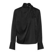 Karen by Simonsen Draperad Topp Blus Meteorit Black, Dam