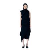 Issey Miyake Ull Draperad Maxi Klänning Black, Dam