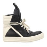 Rick Owens Geometriska High-Top Sneakers Black, Herr