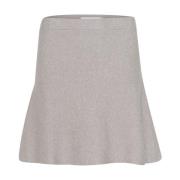 Karen by Simonsen Stickad Kjol Flint Gray Melange Gray, Dam