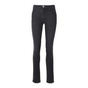 Emporio Armani Hög Midja Skinny Jeans Vit Logotyp Black, Dam