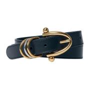 Chloé Läderarmbandsbälte med guldhardware Black, Dam