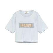 Fendi Band Pulverblå T-shirt Blue, Dam