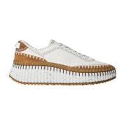 Chloé Handsydda lädersneakers Beige, Dam