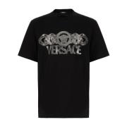 Versace Stilren T-shirt för män och kvinnor Black, Herr