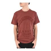 Guess Broderad logotyp bomull T-shirt - Röd Brown, Herr