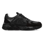 Premiata Retrostil Sneakers med Levande Detaljer Black, Dam