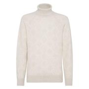 Brunello Cucinelli Stilren Turtleneck Sweater Beige, Herr