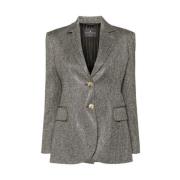 Ermanno Scervino Herringbone Rhinestone Embellished Jacket Gray, Dam