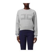 Elisabetta Franchi Beskuren viskos sweatshirt med broderat logotyp Bla...