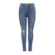 Only Blå Skinny Bomullsbland Jeans Blue, Dam