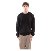 Seven Gauge Räfflad Merinos Crewneck Sweater Black, Herr