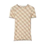 Burberry Rutig Bomull T-shirt Beige, Dam