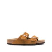 Birkenstock Kamelbruna Mockasandaler med Dubbla Spännen Brown, Dam