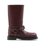 Burberry Bordeaux Läderstövlar Red, Dam