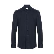 Mazzarelli Navy Blue Button-Up Shirt Blue, Herr